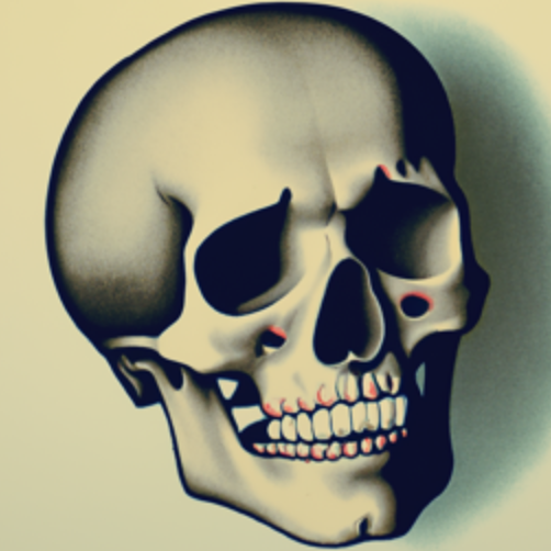 a lithograph of a skull, num_inference_steps = 20